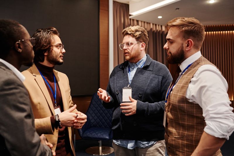 Four Men at a Networking and Meetup Event