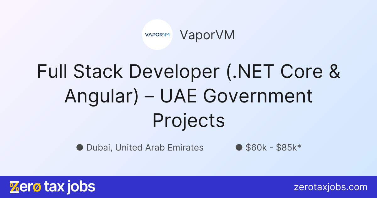 Full Stack Developer (.NET Core & Angular) – UAE Government Projects at ...