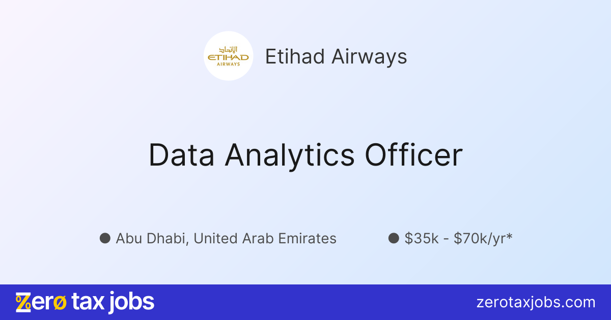 Business Analytics Def Data Analytics Officer at Etihad Airways